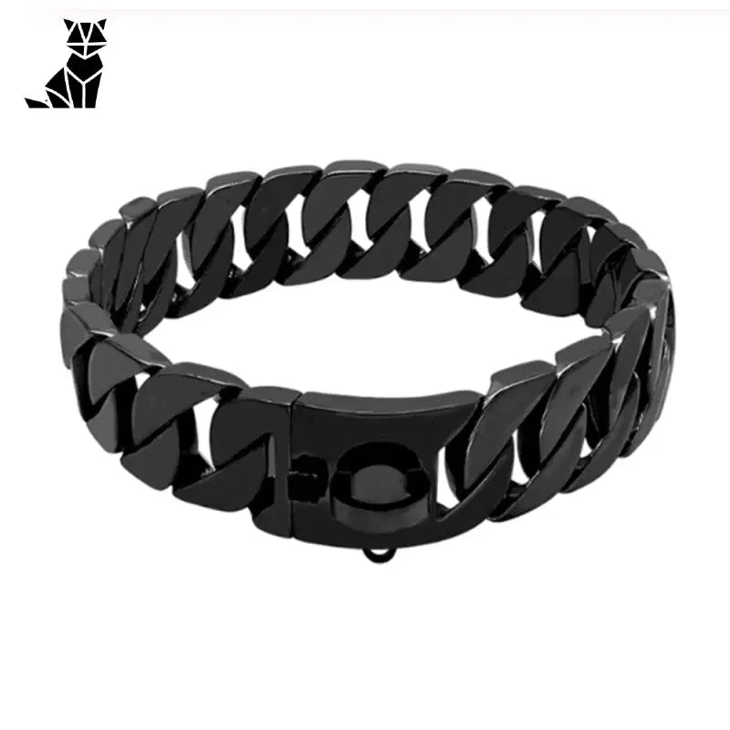 Collier Majestic pour grands chiens : Bracelet chaîne noir avec des maillons métalliques robustes