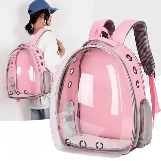 Sac à dos rose pour enfant, sac à dos transparent pour chat : Design unique pour le voyage des animaux de compagnie